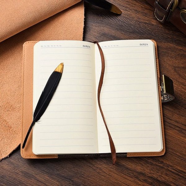 Dagboek A6 met cijferslot - Egyptische stijl - Vintage - Retro - Notitieboek - Handgemaakt - Leren kaft - Gelinieerd papier - Cadeau tip - Afbeelding 6