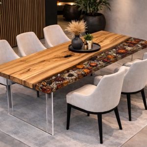 Straight edge epoxy salontafel