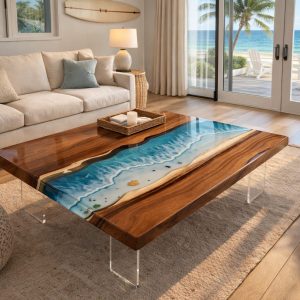 Straight shape epoxy salontafel